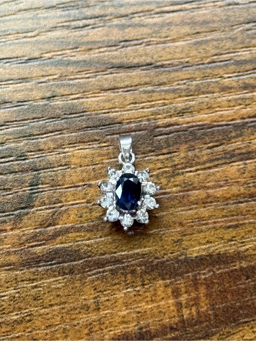 Classic sterling Silver Sapphire Halo Pendant